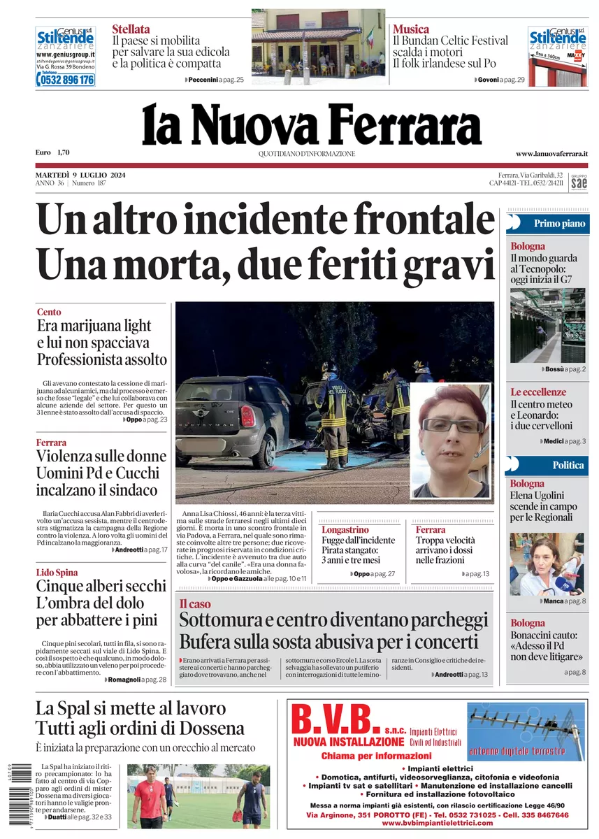 Prima-pagina-nuova ferrara-oggi-edizione-del-2024-07-09